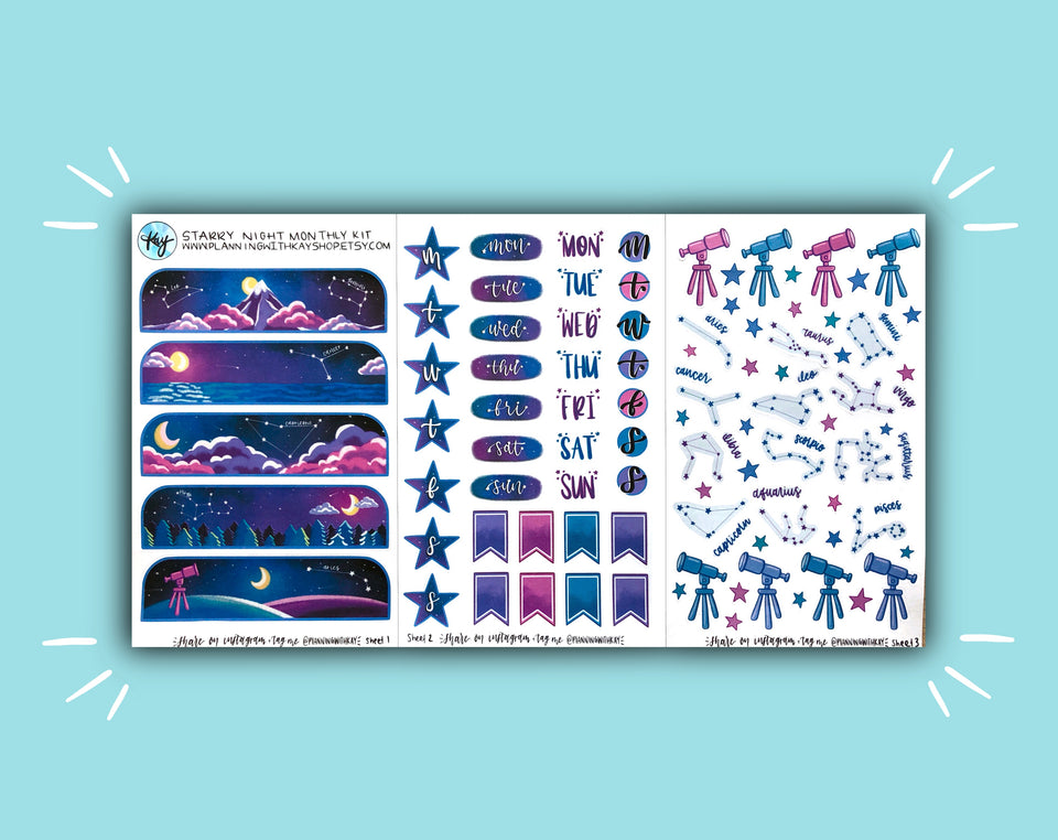Starry Night (Dark Purple/Blue and Pink)