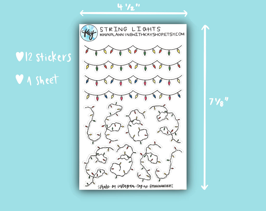 String Lights Sticker Sheet | Stickers for Planners, Journals ...
