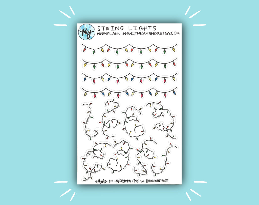 String Lights Sticker Sheet | Stickers for Planners, Journals ...
