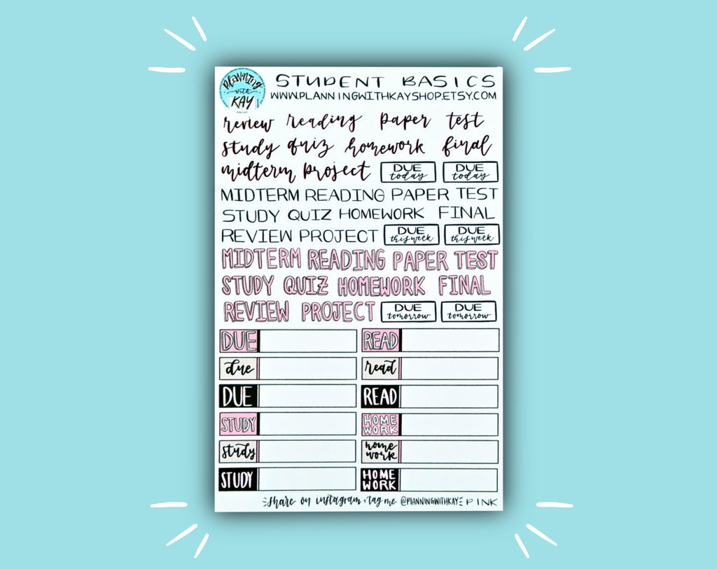 Student Basics | Stickers for Planners, Journals & Organizers ...
