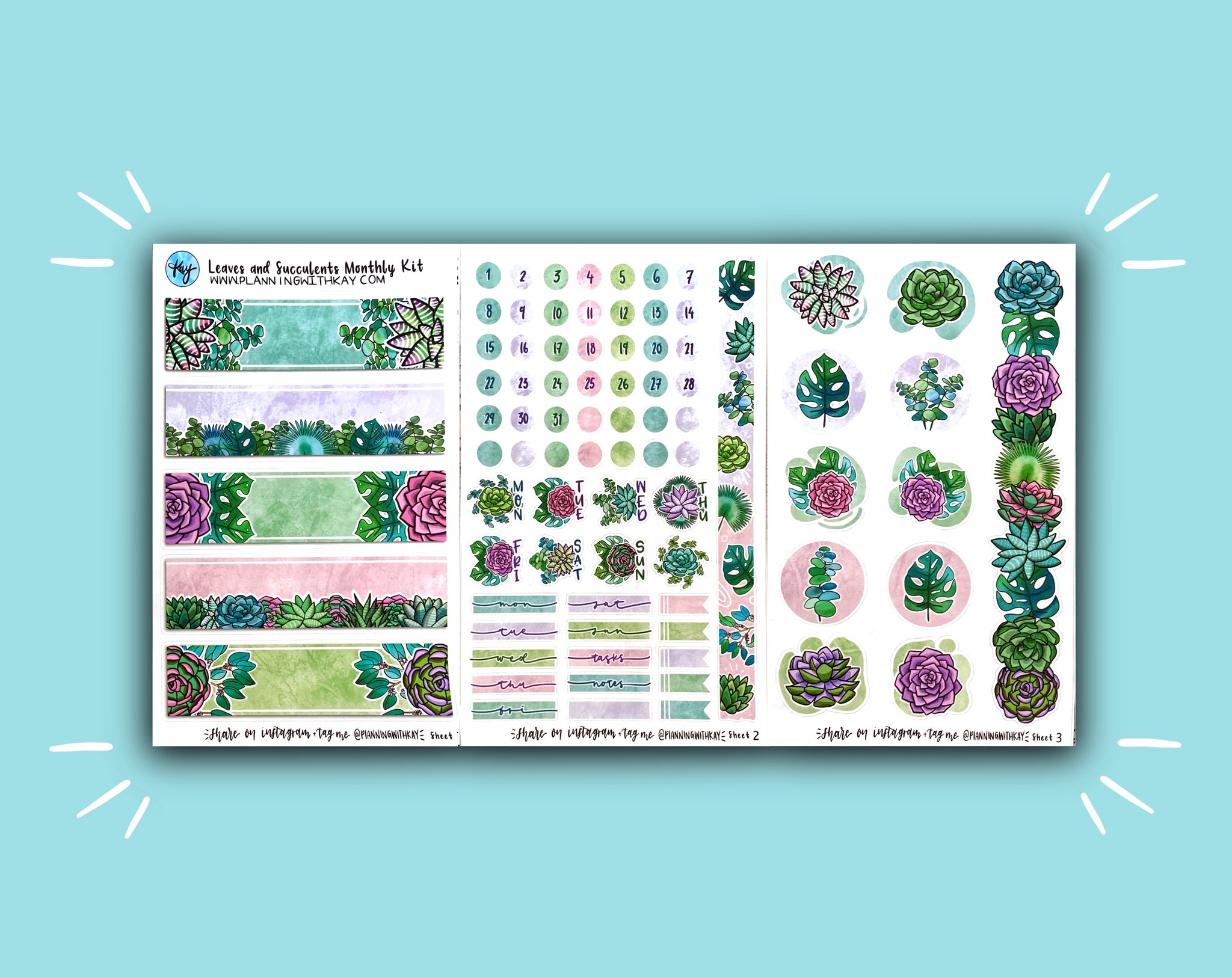 bullet journal succulents Leaves and Succulents Monthly Kit – Planning With Kay