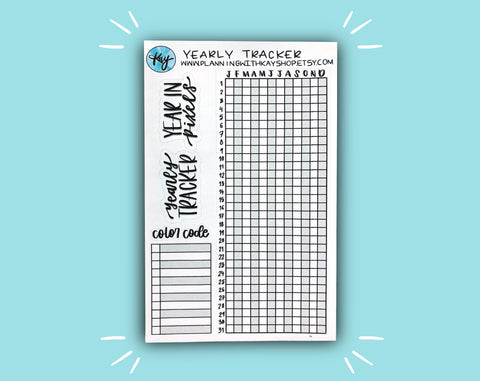 DIGITAL DOWNLOAD Yearly Tracker