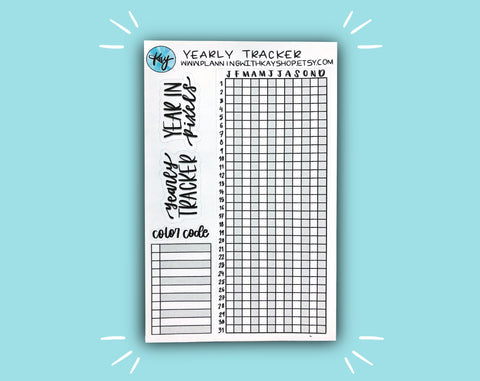 DIGITAL DOWNLOAD Yearly Tracker